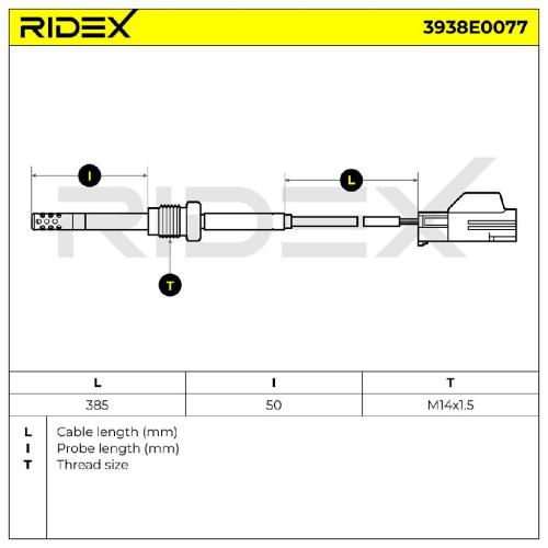 RIDEX 3938E0077 Abgastemperatursensor 2-Polig für VOLVO V70 II (285) 27186 Bild RIDEX 3938E0077 Abgastemperatursensor 2-Polig für VOLVO V70 II (285) 27186