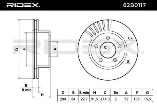 RIDEX 82B0117 2x Bremsscheiben Vorne Ø280mm Belüftet für JEEP CHEROKEE (XJ) Bild RIDEX 82B0117 2x Bremsscheiben Vorne Ø280mm Belüftet für JEEP CHEROKEE (XJ)