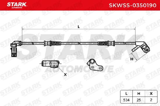 STARK ABS-Sensor SKWSS-0350190 Vorderachse links Sensorart: Hallsensor Anzahl Bild STARK ABS-Sensor SKWSS-0350190 Vorderachse links Sensorart: Hallsensor Anzahl