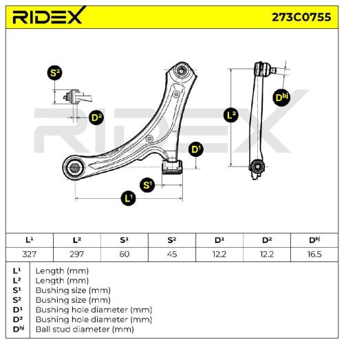 RIDEX 273C0755 Lenker Radaufhängung Querlenker Front links für SUZUKI 4520259J00 Bild RIDEX 273C0755 Lenker Radaufhängung Querlenker Front links für SUZUKI 4520259J00