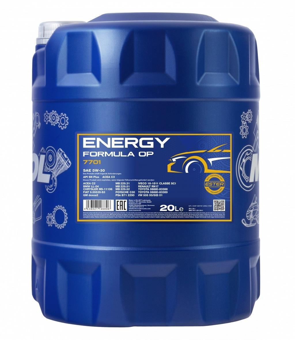 MANNOL Motoröl 5W-30 Energy Motor Öl ACEA C2 ACEA C3 API SP Formula OP 20L