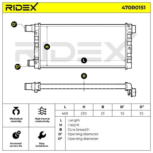 RIDEX 470R0151 Motorkühler / Wasserkühler für FIAT Seicento / 600 Schrägheck Bild RIDEX 470R0151 Motorkühler / Wasserkühler für FIAT Seicento / 600 Schrägheck