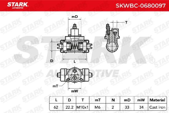 STARK SKWBC-0680097 1x Radbremszylinder Trommelbremse Radzylinder Hinten Bild STARK SKWBC-0680097 1x Radbremszylinder Trommelbremse Radzylinder Hinten