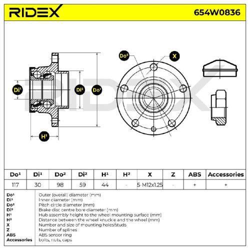 RIDEX 654W0836 Radlagersatz pro 1 Rad Vorne Hinten für FIAT TIPO Kombi (356) Bild RIDEX 654W0836 Radlagersatz pro 1 Rad Vorne Hinten für FIAT TIPO Kombi (356)
