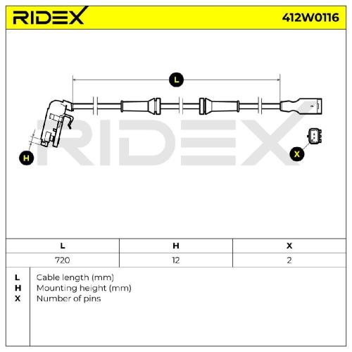RIDEX ABS-Sensor 412W0116 Hinterachse beidseitig 720mm passend für PEUGEOT 307 Bild RIDEX ABS-Sensor 412W0116 Hinterachse beidseitig 720mm passend für PEUGEOT 307