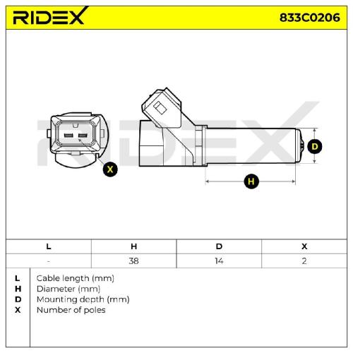 RIDEX Kurbelwellensensor 833C0206 Induktivsensor ohne Kabel für FIAT für FORD Bild RIDEX Kurbelwellensensor 833C0206 Induktivsensor ohne Kabel für FIAT für FORD