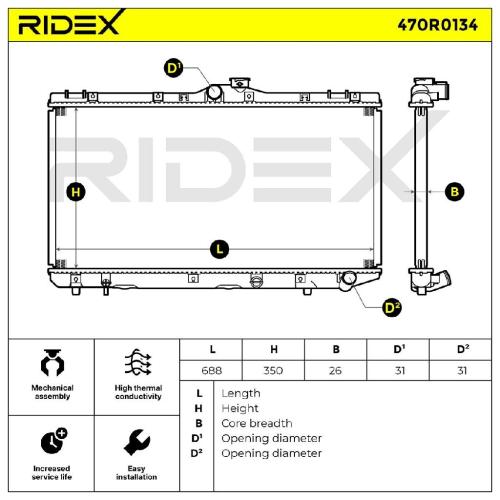 RIDEX 470R0134 Motorkühler / Wasserkühler für TOYOTA COROLLA Compact (E10) Bild RIDEX 470R0134 Motorkühler / Wasserkühler für TOYOTA COROLLA Compact (E10)