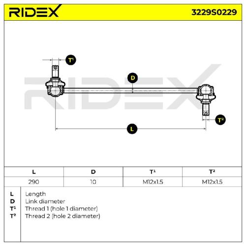RIDEX 1x Koppelstange Stabilisator Vorne beidseitig für FORD Transit Mk6 Kasten Bild RIDEX 1x Koppelstange Stabilisator Vorne beidseitig für FORD Transit Mk6 Kasten