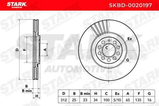 STARK SKBD-0020197 2x Bremsscheiben Vorne Ø312mm Belüftet für VW 8L0615301 Bild STARK SKBD-0020197 2x Bremsscheiben Vorne Ø312mm Belüftet für VW 8L0615301