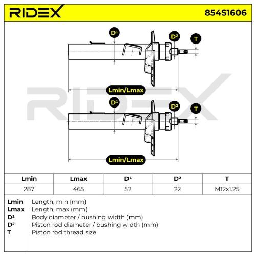 RIDEX 854S1606 2x Stoßdämpfer Federbein Gasdruck Vorne rechts links für FORD Bild RIDEX 854S1606 2x Stoßdämpfer Federbein Gasdruck Vorne rechts links für FORD