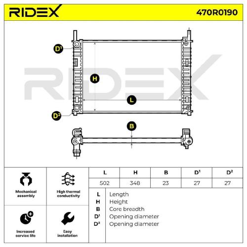 RIDEX 470R0190 Motorkühler / Wasserkühler für FORD Fiesta Mk5 Schrägheck 1897433 Bild RIDEX 470R0190 Motorkühler / Wasserkühler für FORD Fiesta Mk5 Schrägheck 1897433