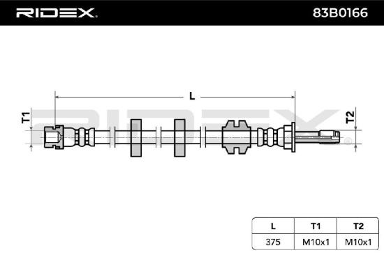 RIDEX Bremsschlauch 83B0166 VORNE beidseitig BREMSSCHLÄUCHE Länge: 375mm Bild RIDEX Bremsschlauch 83B0166 VORNE beidseitig BREMSSCHLÄUCHE Länge: 375mm