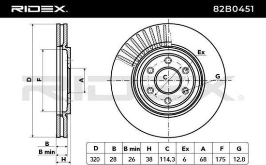 RIDEX 82B0451 1x Bremsscheibe Vorne Ø320mm Belüftet für NISSAN 402063X00B Bild RIDEX 82B0451 1x Bremsscheibe Vorne Ø320mm Belüftet für NISSAN 402063X00B
