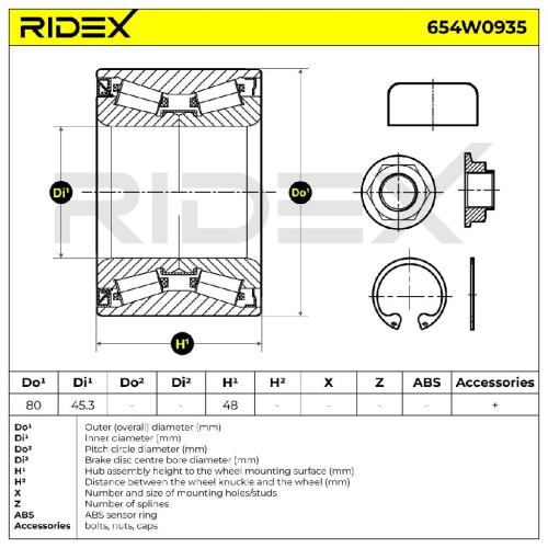 RIDEX 654W0935 Radlagersatz pro 1 Rad Hinten beidseitig für RENAULT 09161455 Bild RIDEX 654W0935 Radlagersatz pro 1 Rad Hinten beidseitig für RENAULT 09161455