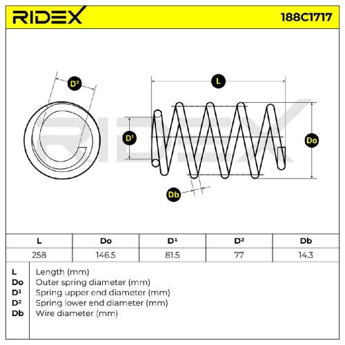 RIDEX 188C1717 2x Federn Fahrwerksfedern Vorne für AUDI A3 Sportback (8PA) Bild RIDEX 188C1717 2x Federn Fahrwerksfedern Vorne für AUDI A3 Sportback (8PA)