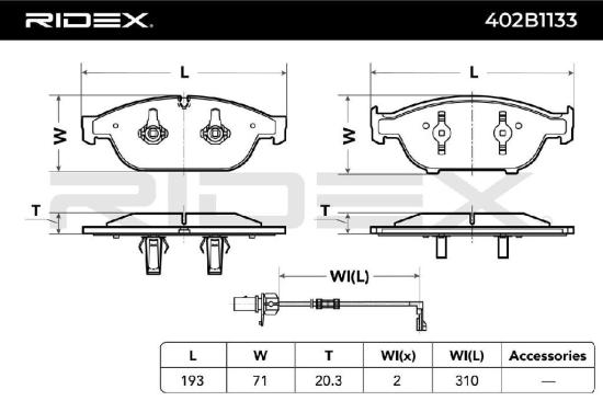 RIDEX Bremsbelagsatz Bremsbeläge Vorne für AUDI A6 Avant (4G5, 4GD, C7) A8 Bild RIDEX Bremsbelagsatz Bremsbeläge Vorne für AUDI A6 Avant (4G5, 4GD, C7) A8