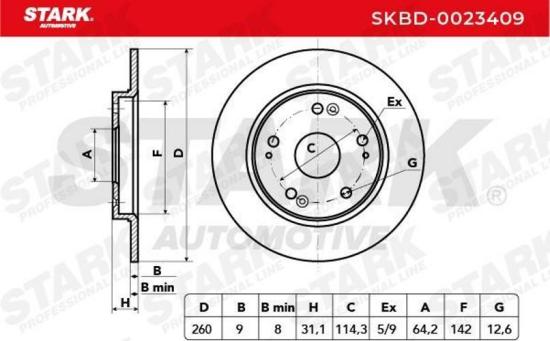 STARK SKBD-0023409 2x Bremsscheiben Hinten Ø259,8mm voll für HONDA CR-Z Bild STARK SKBD-0023409 2x Bremsscheiben Hinten Ø259,8mm voll für HONDA CR-Z