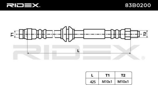 RIDEX Bremsschlauch 83B0200 HINTEN beidseitig BREMSSCHLÄUCHE Länge: 425mm Bild RIDEX Bremsschlauch 83B0200 HINTEN beidseitig BREMSSCHLÄUCHE Länge: 425mm