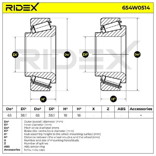 RIDEX 654W0514 Radlagersatz pro 1 Rad Vorne für HYUNDAI ATOS (MX) MB109057 Bild RIDEX 654W0514 Radlagersatz pro 1 Rad Vorne für HYUNDAI ATOS (MX) MB109057