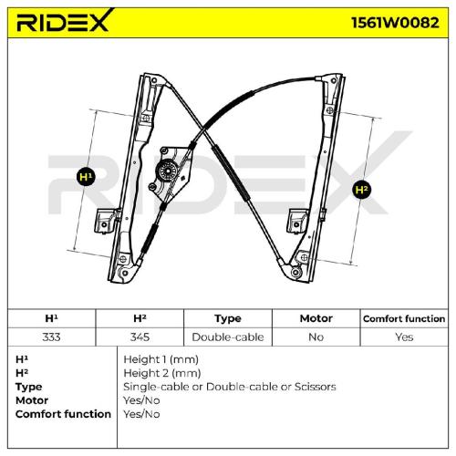 RIDEX 1561W0082 Fensterheber Vorne Rechts Elektrisch ohne Elektromotor für VW Bild RIDEX 1561W0082 Fensterheber Vorne Rechts Elektrisch ohne Elektromotor für VW