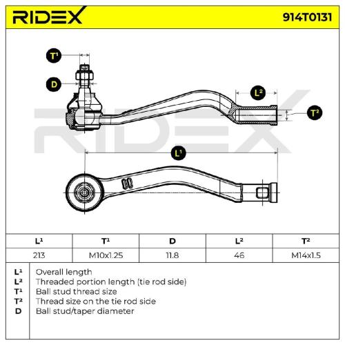 RIDEX Spurstangenkopf Vorderachse links Traggelenk 914T0131 für DACIA SANDERO II Bild RIDEX Spurstangenkopf Vorderachse links Traggelenk 914T0131 für DACIA SANDERO II