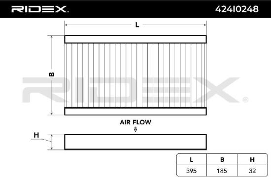 RIDEX 424I0248 Innenraumfilter Pollenfilter Aktivkohlefilter Höhe: 32 Breite: Bild RIDEX 424I0248 Innenraumfilter Pollenfilter Aktivkohlefilter Höhe: 32 Breite: