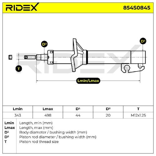 RIDEX 854S0845 2x Stoßdämpfer Federbein Gasdruck Vorne für FORD 1139401 1139402 Bild RIDEX 854S0845 2x Stoßdämpfer Federbein Gasdruck Vorne für FORD 1139401 1139402