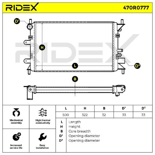 RIDEX 470R0777 Motorkühler / Wasserkühler für FORD Escort VI Cabrio (ALL) Bild RIDEX 470R0777 Motorkühler / Wasserkühler für FORD Escort VI Cabrio (ALL)