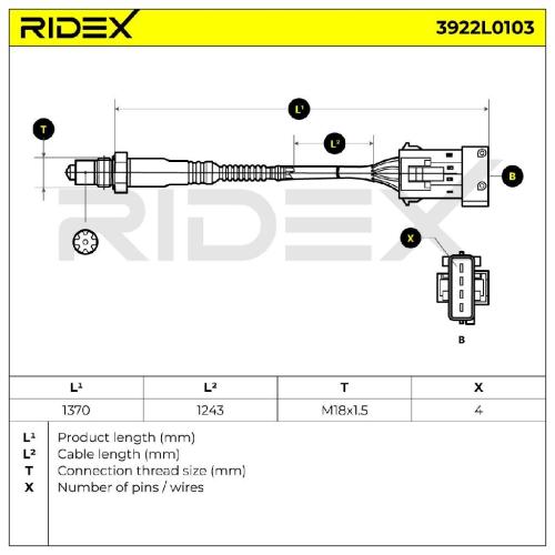 RIDEX 3922L0103 Lambdasonde Oxygen O2 Sensor Beheizt passend für PEUGEOT Bild RIDEX 3922L0103 Lambdasonde Oxygen O2 Sensor Beheizt passend für PEUGEOT