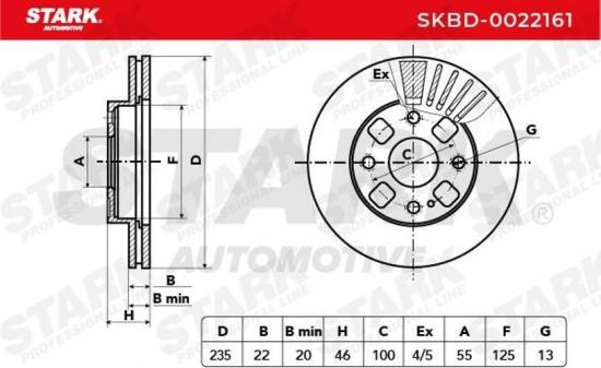 STARK SKBD-0022161 2x Bremsscheiben Vorne Ø235mm Belüftet für MAZDA Bild STARK SKBD-0022161 2x Bremsscheiben Vorne Ø235mm Belüftet für MAZDA