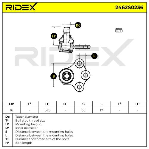 RIDEX 2462S0236 Traggelenk Führungsgelenk Vorne Rechts für OPEL Meriva A (X03) Bild RIDEX 2462S0236 Traggelenk Führungsgelenk Vorne Rechts für OPEL Meriva A (X03)
