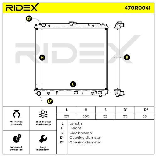 RIDEX 470R0041 Motorkühler / Wasserkühler für NISSAN NP300 Navara Pickup (D40) Bild RIDEX 470R0041 Motorkühler / Wasserkühler für NISSAN NP300 Navara Pickup (D40)