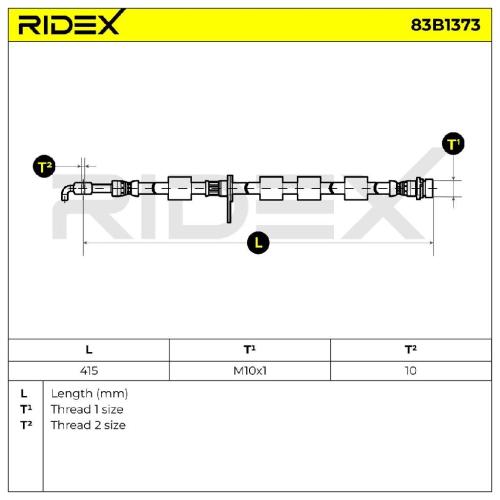 RIDEX Bremsschlauch 83B1373 VORNE links BREMSSCHLÄUCHE Länge: 414mm für FORD Bild RIDEX Bremsschlauch 83B1373 VORNE links BREMSSCHLÄUCHE Länge: 414mm für FORD