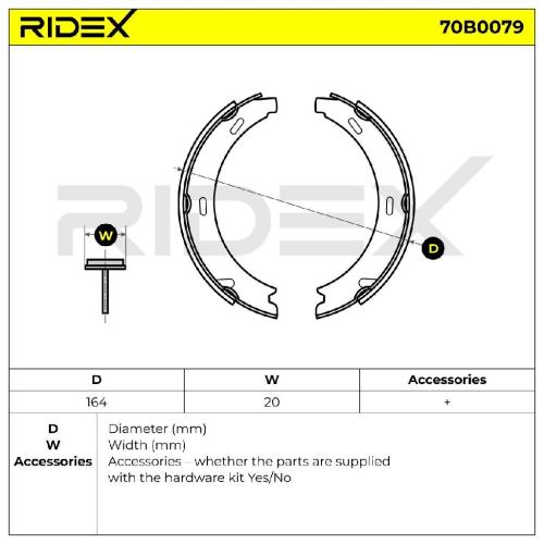 RIDEX Bremsbacken Satz für Trommelbremse Hinten passend für MERCEDES-BENZ 164mm Bild RIDEX Bremsbacken Satz für Trommelbremse Hinten passend für MERCEDES-BENZ 164mm