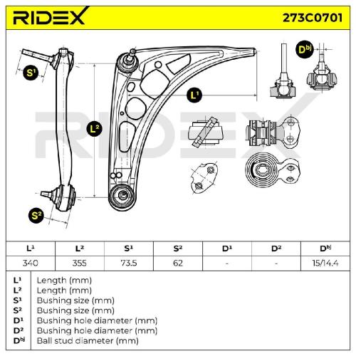 RIDEX 273C0701 Lenker Radaufhängung Querlenker Front für BMW 3 Limousine (E46) Bild RIDEX 273C0701 Lenker Radaufhängung Querlenker Front für BMW 3 Limousine (E46)