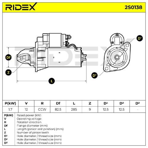 RIDEX Motor Starter/Anlasser 1,7kW für VW Transporter T1II Bus Bild RIDEX Motor Starter/Anlasser 1,7kW für VW Transporter T1II Bus
