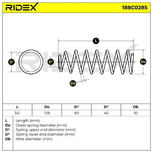 RIDEX 188C0285 2x Federn Fahrwerksfedern Hinten für VW Golf 1I (19E, 1G1) Bild RIDEX 188C0285 2x Federn Fahrwerksfedern Hinten für VW Golf 1I (19E, 1G1)