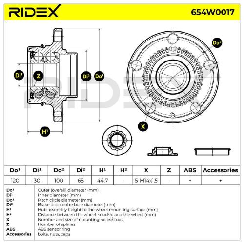 RIDEX 654W0017 Radlagersatz pro 1 Rad Hinten beidseitig für VW V03940001AP026 Bild RIDEX 654W0017 Radlagersatz pro 1 Rad Hinten beidseitig für VW V03940001AP026