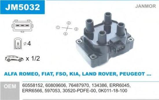 JANMOR JM5032 Zündspule für FIAT PUNTO (188) 0K01118100 134386 30520PDFE00 Bild JANMOR JM5032 Zündspule für FIAT PUNTO (188) 0K01118100 134386 30520PDFE00