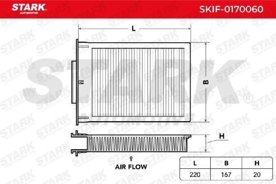 STARK SKIF-0170060 Innenraumfilter Pollenfilter Höhe: 30 Breite: 163 Länge: 215 Bild STARK SKIF-0170060 Innenraumfilter Pollenfilter Höhe: 30 Breite: 163 Länge: 215