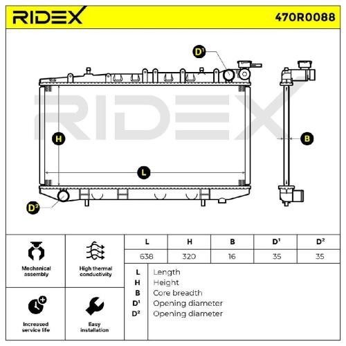 RIDEX 470R0088 Motorkühler / Wasserkühler für NISSAN ALMERA I Hatchback (N15) Bild RIDEX 470R0088 Motorkühler / Wasserkühler für NISSAN ALMERA I Hatchback (N15)