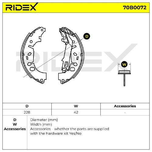RIDEX Bremsbacken Satz für Trommelbremse Hinten mit Hebel für OPEL 70B0072 Bild RIDEX Bremsbacken Satz für Trommelbremse Hinten mit Hebel für OPEL 70B0072