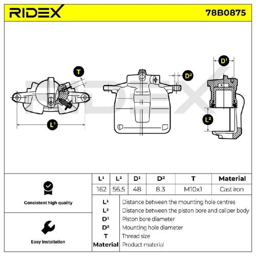 RIDEX 78B0875 Bremssattel Bremszange Hinten links für FIAT Ducato Kastenwagen Bild RIDEX 78B0875 Bremssattel Bremszange Hinten links für FIAT Ducato Kastenwagen