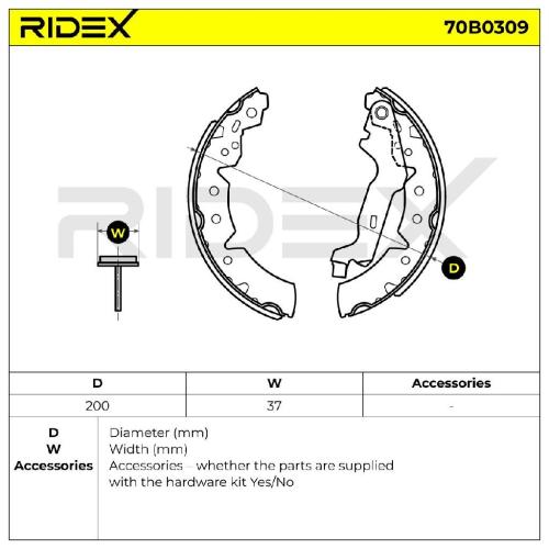 RIDEX Bremsbacken Satz für Trommelbremse Hinten mit Handbremshebel für TOYOTA Bild RIDEX Bremsbacken Satz für Trommelbremse Hinten mit Handbremshebel für TOYOTA