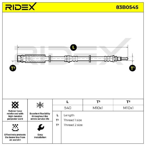 RIDEX Bremsschlauch 83B0545 VORNE BREMSSCHLÄUCHE für FORD Fiesta Mk5 Schrägheck Bild RIDEX Bremsschlauch 83B0545 VORNE BREMSSCHLÄUCHE für FORD Fiesta Mk5 Schrägheck