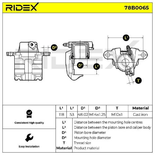 RIDEX 78B0065 Bremssattel Bremszange Hinten links für TOYOTA LAND CRUISER Bild RIDEX 78B0065 Bremssattel Bremszange Hinten links für TOYOTA LAND CRUISER
