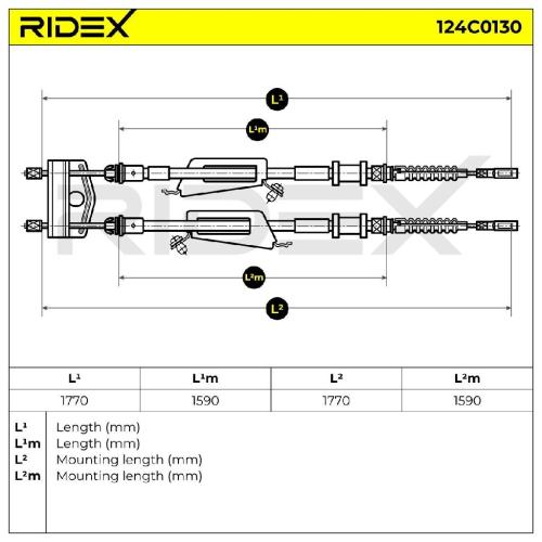 RIDEX Handbremsseil Hinten für FORD FOCUS (DAW, DBW) Bild RIDEX Handbremsseil Hinten für FORD FOCUS (DAW, DBW)