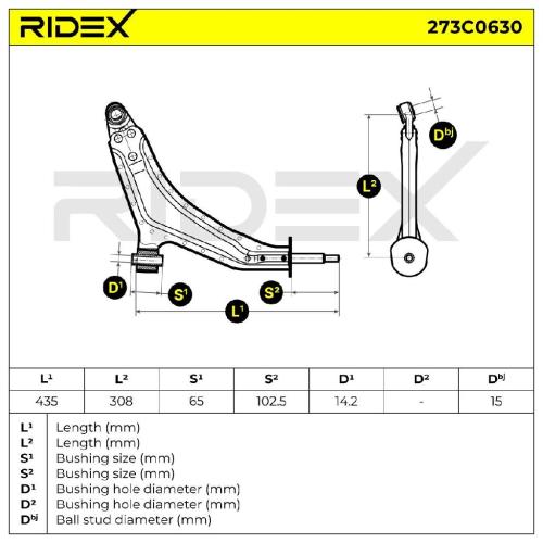 RIDEX 273C0630 Lenker Radaufhängung Querlenker Front rechts für LAND ROVER Bild RIDEX 273C0630 Lenker Radaufhängung Querlenker Front rechts für LAND ROVER