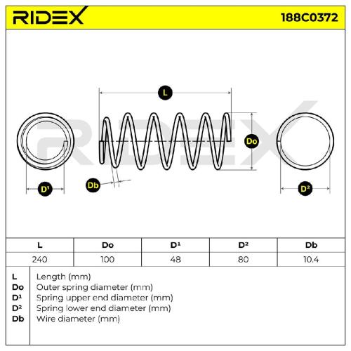 RIDEX 188C0372 2x Federn Fahrwerksfedern Hinten für SMART FORTWO Coupe Bild RIDEX 188C0372 2x Federn Fahrwerksfedern Hinten für SMART FORTWO Coupe