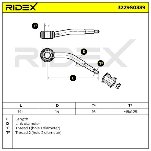 RIDEX 1x Koppelstange Stabilisator Vorne links für FORD TRANSIT MK-5 Bus (E) Bild RIDEX 1x Koppelstange Stabilisator Vorne links für FORD TRANSIT MK-5 Bus (E)